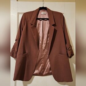 Pagani Ruched Sleeve Loose Fitting Dusty Pink/Purple Blazer